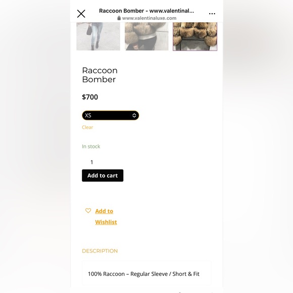 Raccoon bomber - 100% real raccoon fur size large fits like a medium - Picture 3 of 3